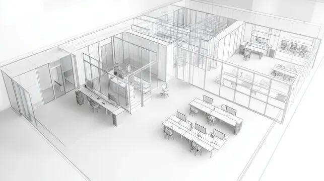 Architectural layout drawing of an office floor plan