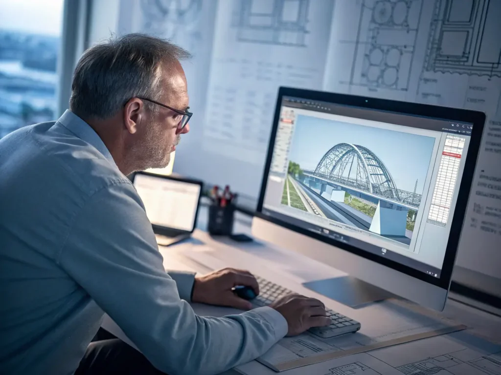Designer working on a BIM model in CAD software